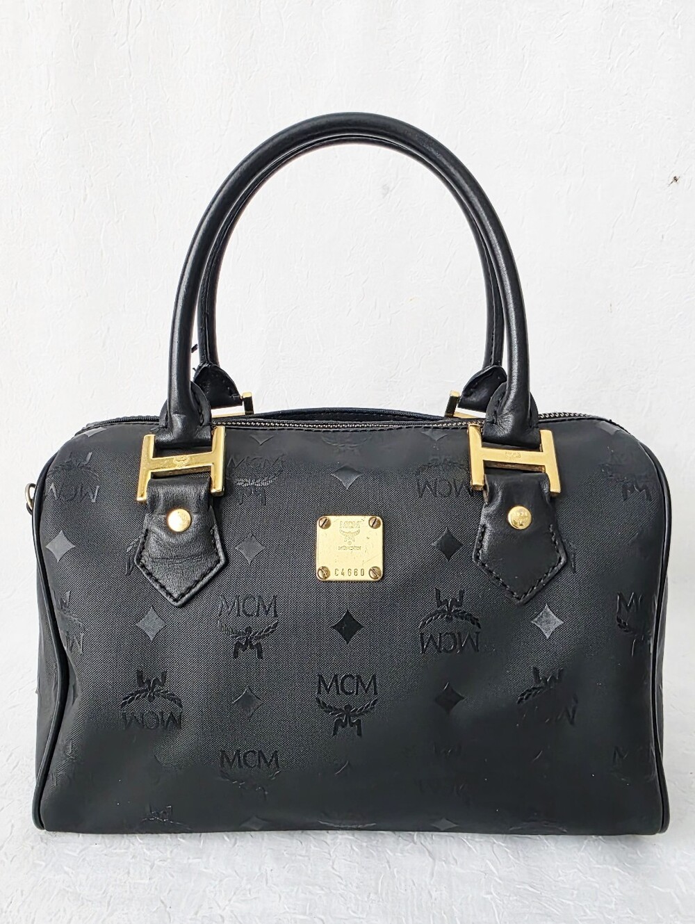 Auth MCM Nylon Monogram Boston Bag